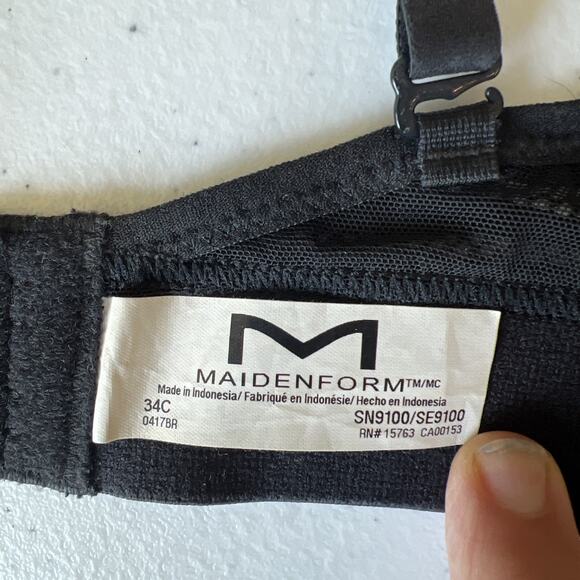 Maidenform Womans 34 C Underwire Molded Bra 34C t shirt lined black convertible - Picture 14 of 16